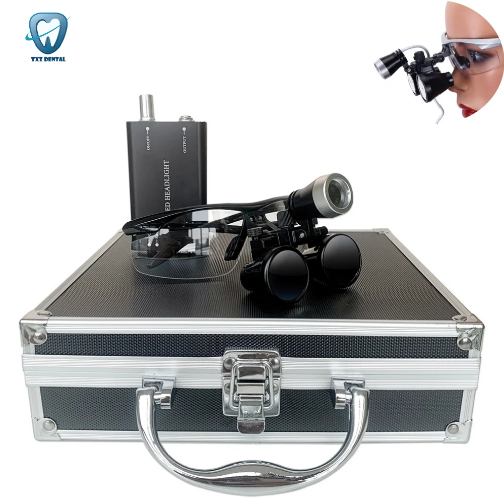 3.5X Dental Loupe Surgery Surgical Operation Examination Medical Lupa With Headlight Aluminum Case Dentist Instruments