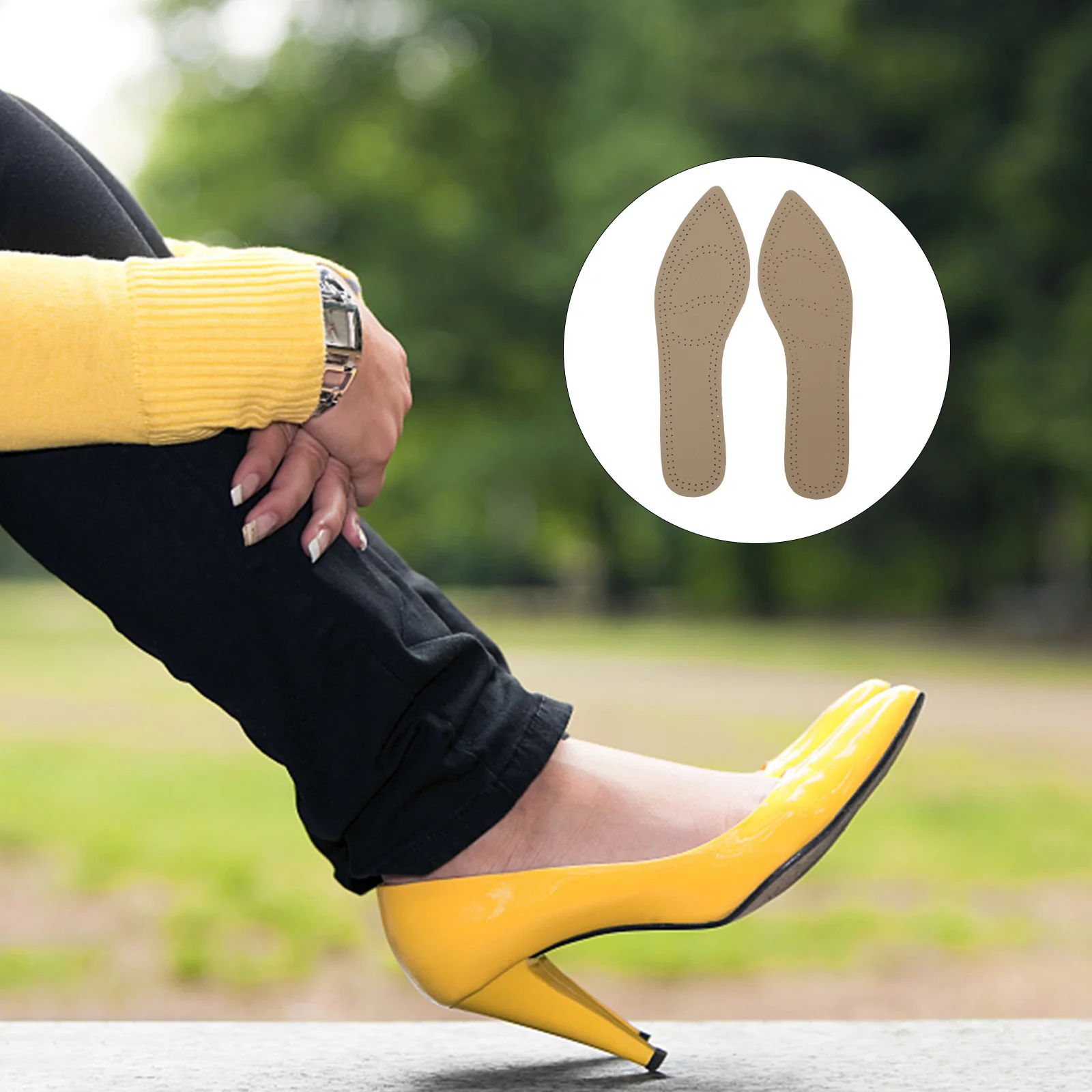 

2Pairs Cow Shoe Insoles Breathable Anti-Loose Design High Heel Insole Detachable Anti-Sweat Classic Colors Pointed Shoes