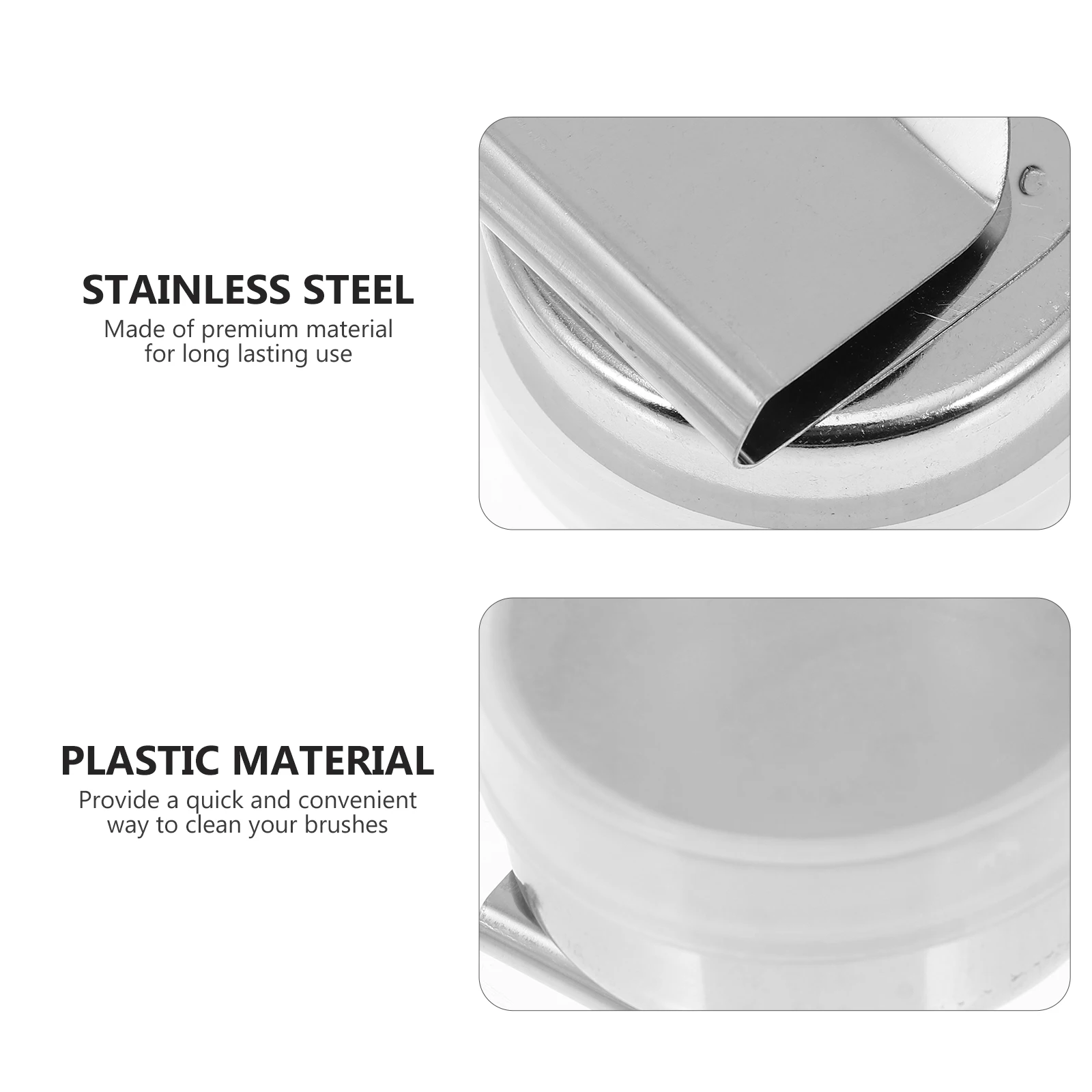 

3pcs Single Port Oil Pot Stainless Steel Plastic Brush Cleaner Washing Container Artist Paint Supplies Reusable