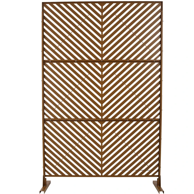 Outdoor & Indoor Privacy Screen Metal Privacy Screen 76" H×48" W, Freestanding Decorative Privacy Screen for Deck Balcony Patio, Privacy Fence Panels for Outside Lawn Garden PS113 BROWN view 5
