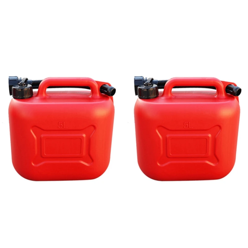 

2X 5L Car Fuel Tank Can Spare Plastic Petrol Gas Container Anti-Static Fuel Carrier With Pipe For Car Travel