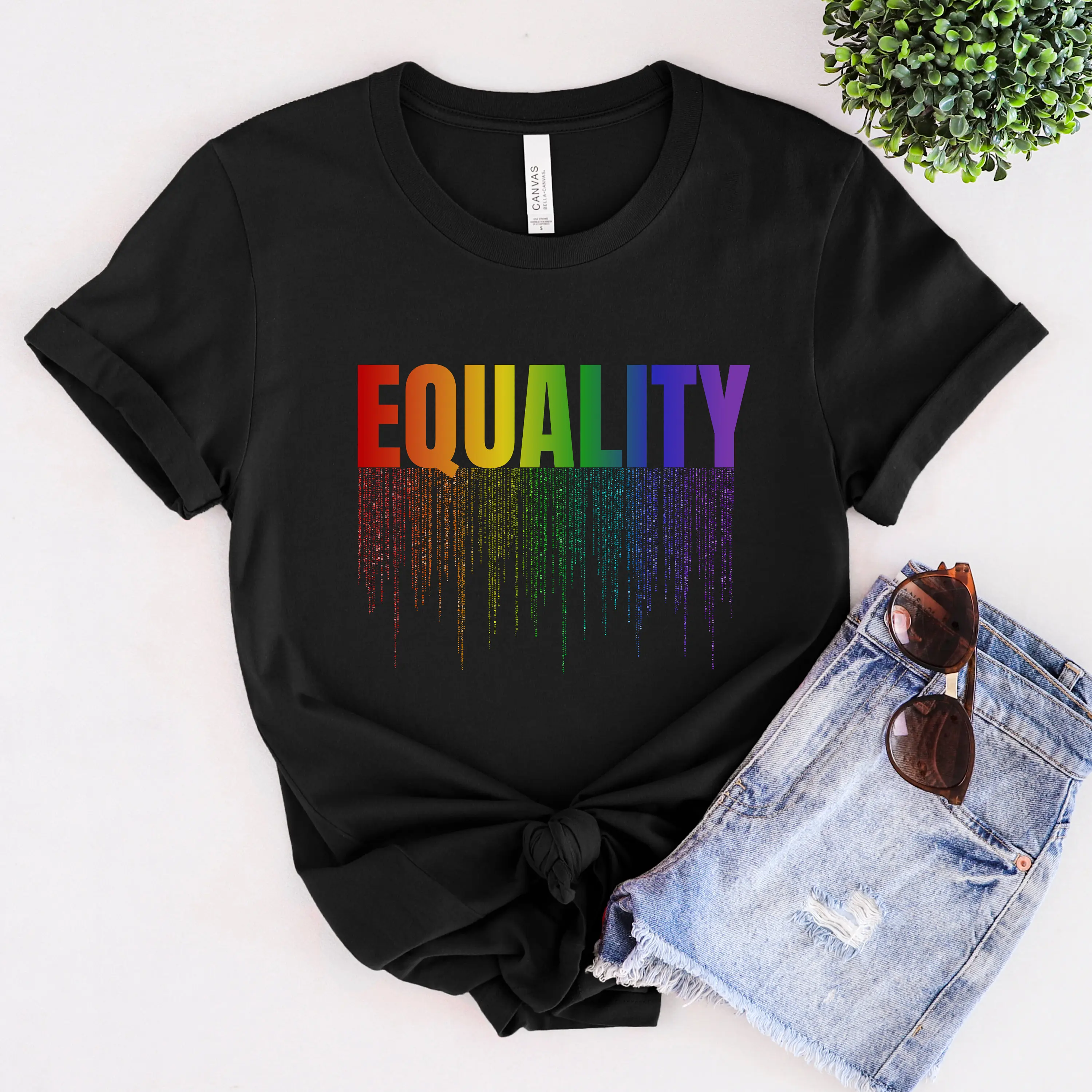 Equality T Shirt Jersey Pride Month Gay Rights LGBTQ Supporter Rainbow Equal