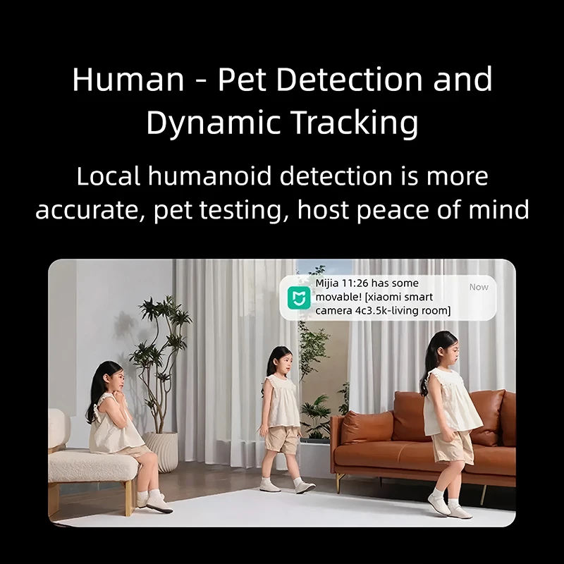 كاميرا XIAOMI الذكية الجديدة 4C، 6MP 3.5K 360 ° ، كشف الحيوانات الأليفة، صوت ثنائي الاتجاه، مراقبة أمن المنزل للأطفال، النسخة الصينية مع محول #4