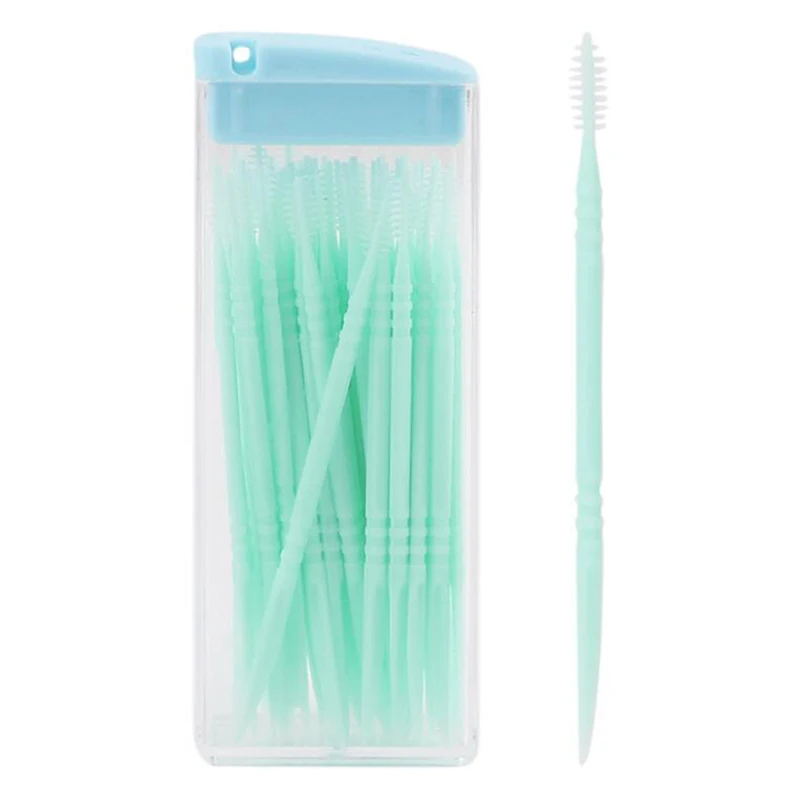 50Pcs/set Toothpick With Box, Portable Double Head Oral Care Dental Floss Stick Tooth Picks Cleaning Toothpick Holders Container