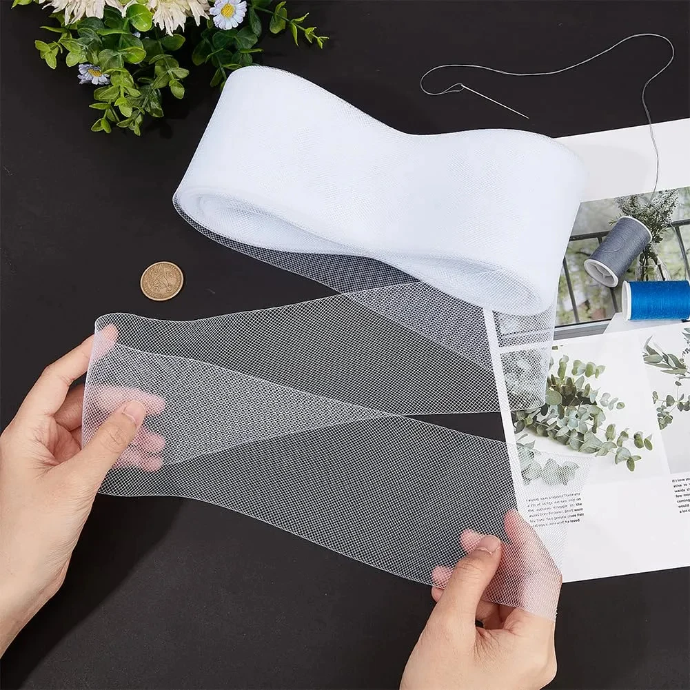 25/50 Yards Stiff Polyester Horsehair Braid for Boning Sewing Wedding Bridal Dress Dance Formal Dress Crinoline Mesh Crafts view 3
