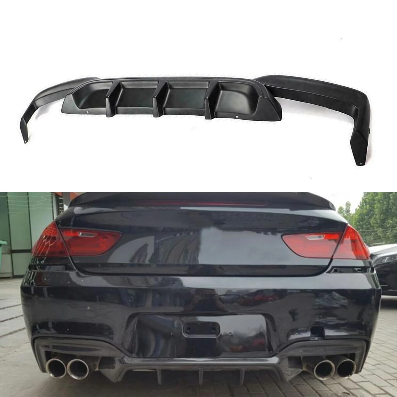 

For BMW F06 F12 F13 M Sport M6 6 Series M-Tech 2012-2018 640i 650i Fiberglass/Real Carbon Fiber Rear Bumper Diffuser Spoiler Lip