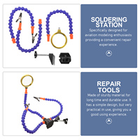 1 set Welding Tool Kit Soldering Station Third Hand 3-Claw Magnifying Glass Holder Flexible Arms Repair Supplies for Aviation