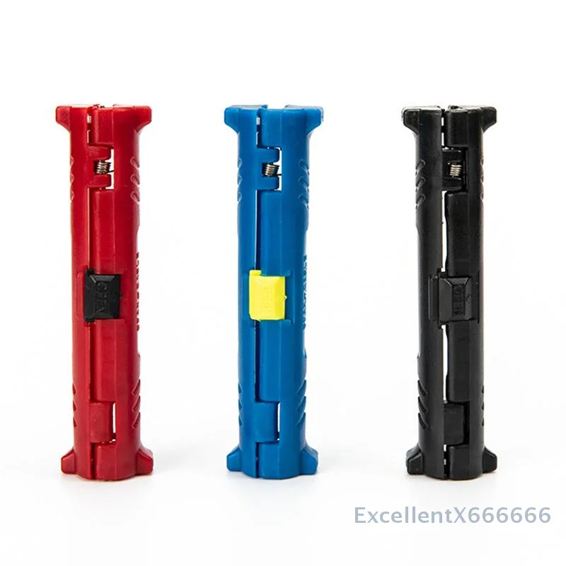 

Precision Coaxial Cable Wire Stripper Pen; Rotary Coax Cut and Strip Tool with Round Grip Spring Lever