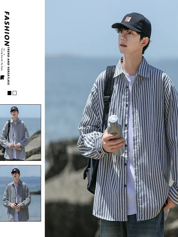 

Japanese Design Checkered Long Sleeve Shirt Loose Casual Autumn Outerwear for Boys Teenager Style Breathable Polyester Cotton...