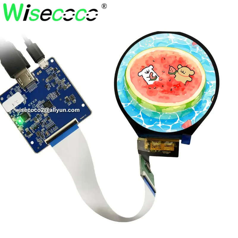 Layar Bulat 3.4 Inci Modul Layar LCD IPS 800X800 untuk Tampilan Proyek Aplikasi Rumah Papan Reklame Digital Raspberry Pi