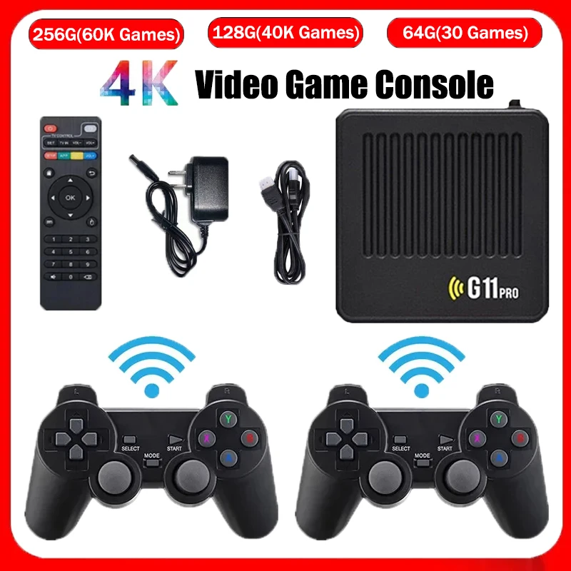 G11 Pro Game Box 128G, más de 40000 juegos Retro, consola de videojuegos de doble sistema, mando inalámbrico de 2,4G, 4K, HD