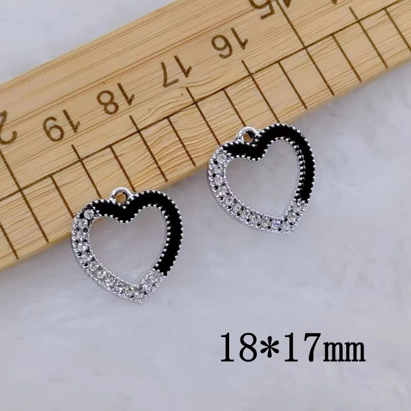 10 pieces of diamond alloy heart-shaped clover earrings, jewelry making charm, handcrafted necklace, DIY accessories