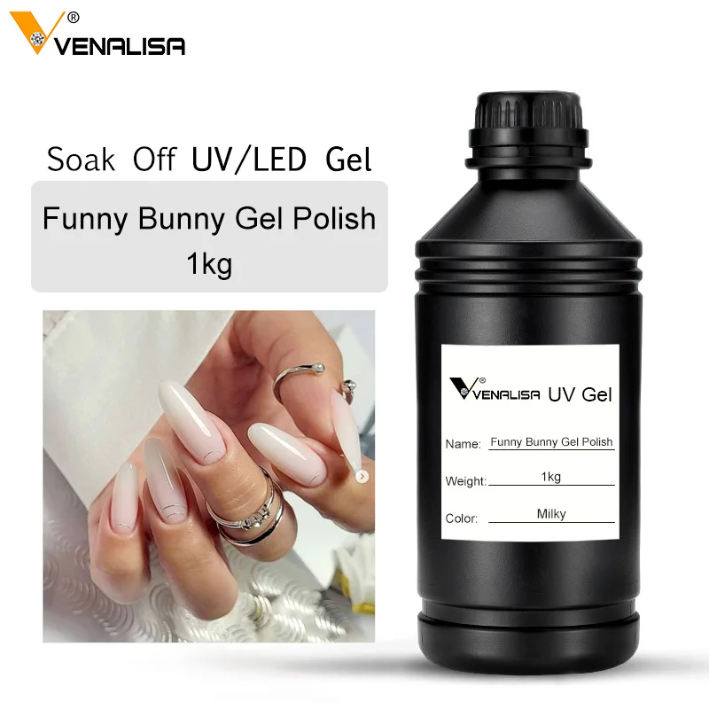 Big Volume 1000ml VENALISA Soak off UV LED Color Nail Gel Polish Nude Pink Funny Bunny Refill Bulk Package Customize Gel Varnish