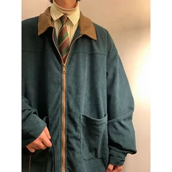 2025 Autumn Men Corduroy Bomber Jackets Retro Streetwear Loose Oversized Casual Clothing Loose Hip Hop Top Outwear 5XL