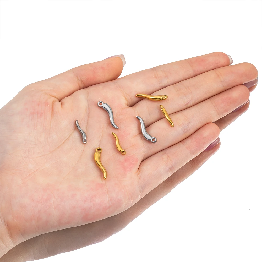 5 Stück Edelstahl Pfeffer Charms Simulierte Gemüse Ohrringe Anhänger für Halsketten DIY Schmuckherstellung Zubehör 15mm 20mm – Detail 5