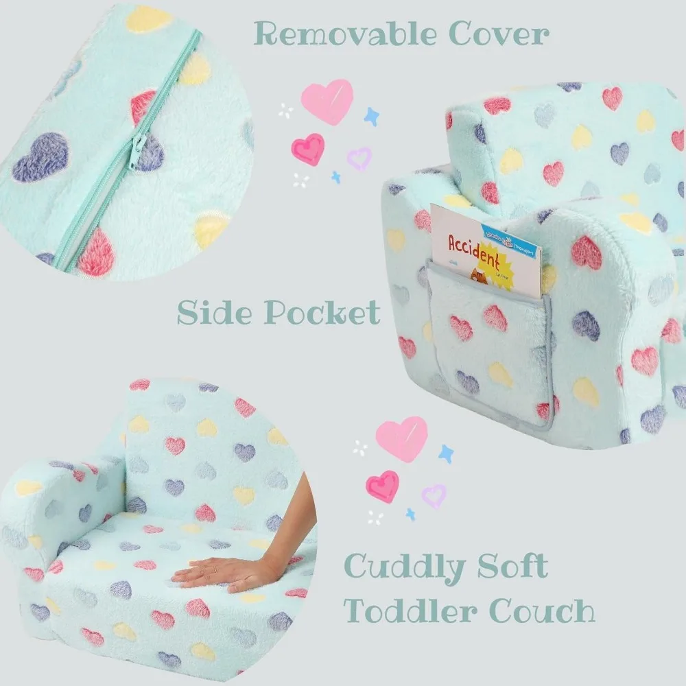 Sofá suave 2 en 1 plegable con almohada de estrella, sofá convertible en tumbona para niñas y niños, sofás infantiles