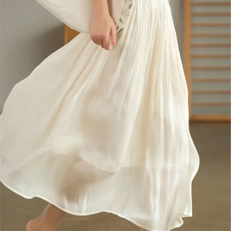 Skirts Hot Casual Women Summer Elegant Chic Solid Skirt High Waist Gilding Luxury Fashion Long Skirts