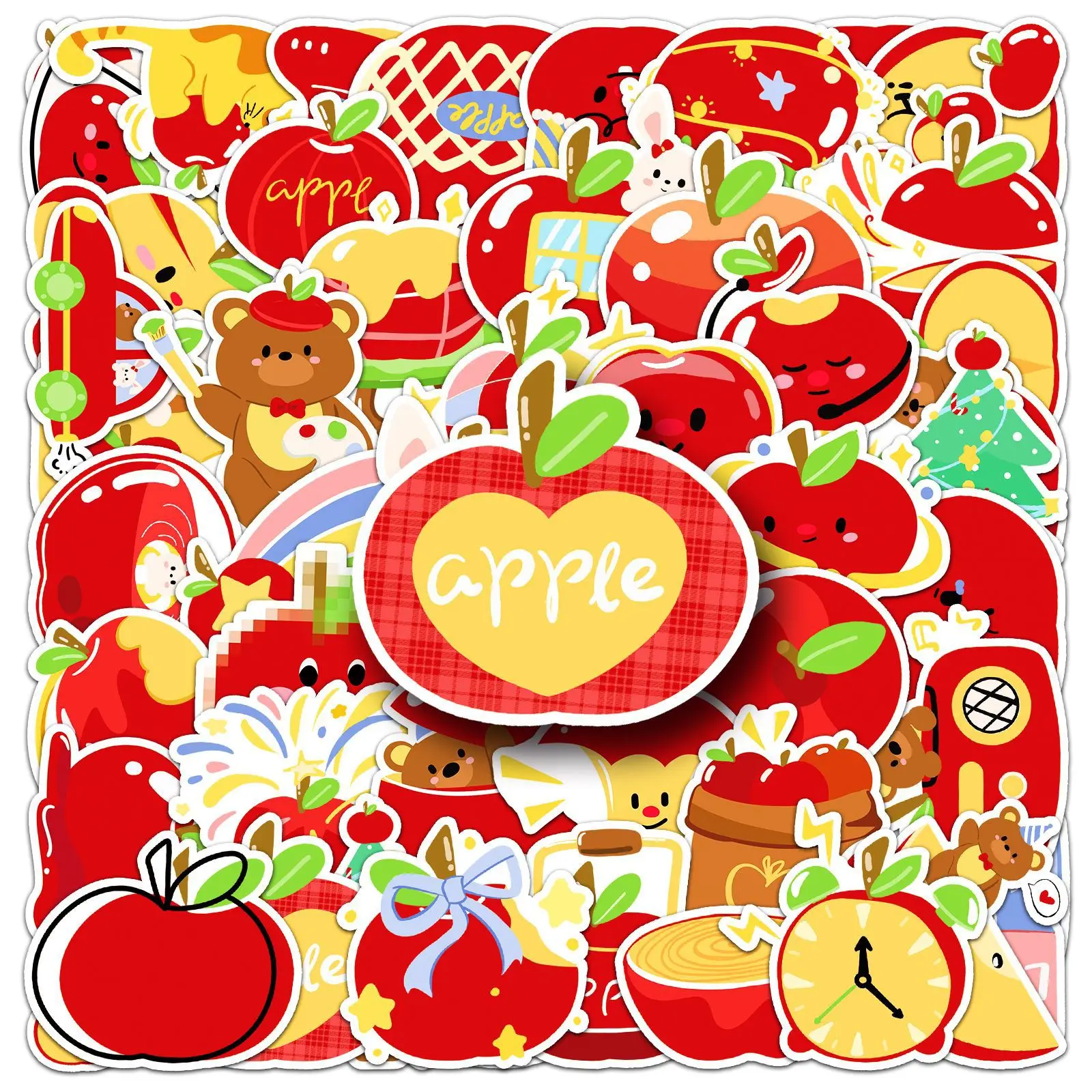 

10/50 PCS Christmas Red Apple Doodle Cartoon Cute Decoration Gift Box Mobile Case Creative Waterproof Sticker Kids Toy