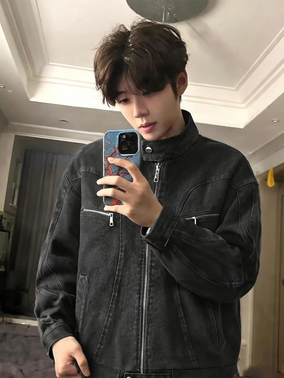 

Мужская куртка Cleanfit Harrington из плотного денима с воротником-стойкой, весенняя, в американском стиле