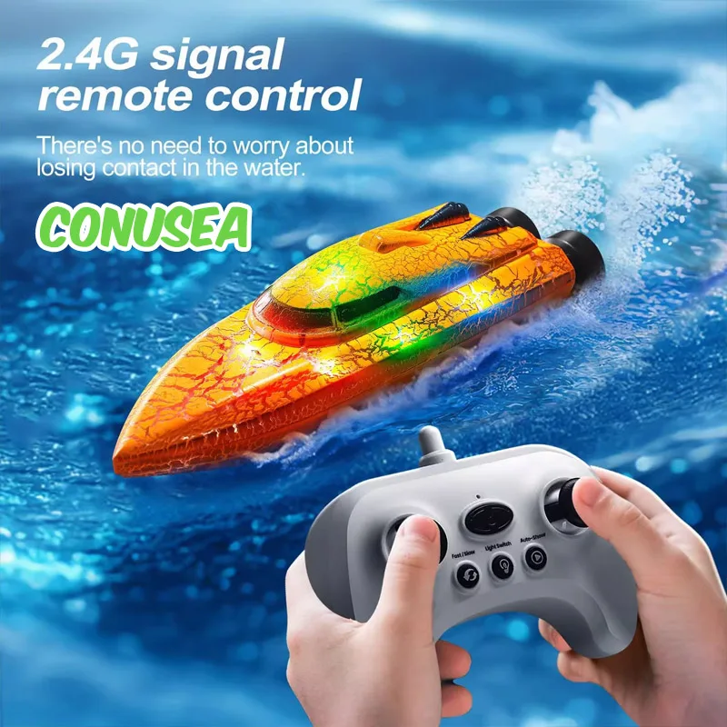 

Mini Speedboat 2.4G Remote Controlled Boat Electric Dual Motor Radio Control Ship Competition Racing Stunt Boats Toys for Boys