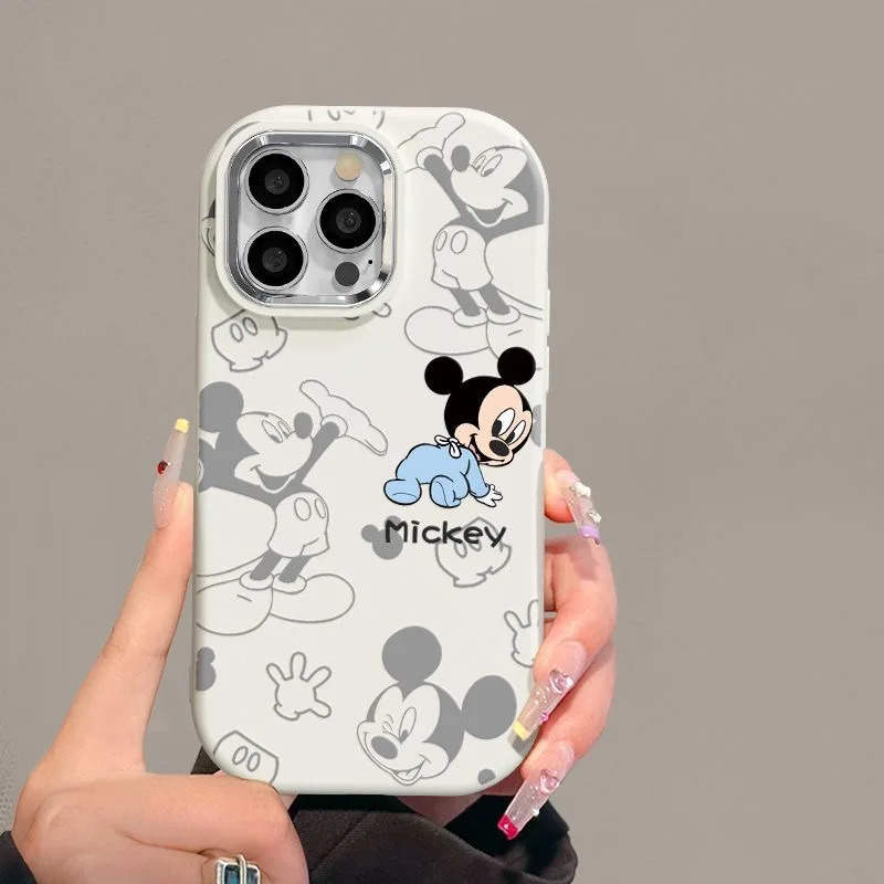 Disneys Mickeys Minnies Mouses Lovely Naughty Phone Case For iPhone 16 15 14 13 12 11 Pro Max XR XS MAX Y2K Strap Cute Cover