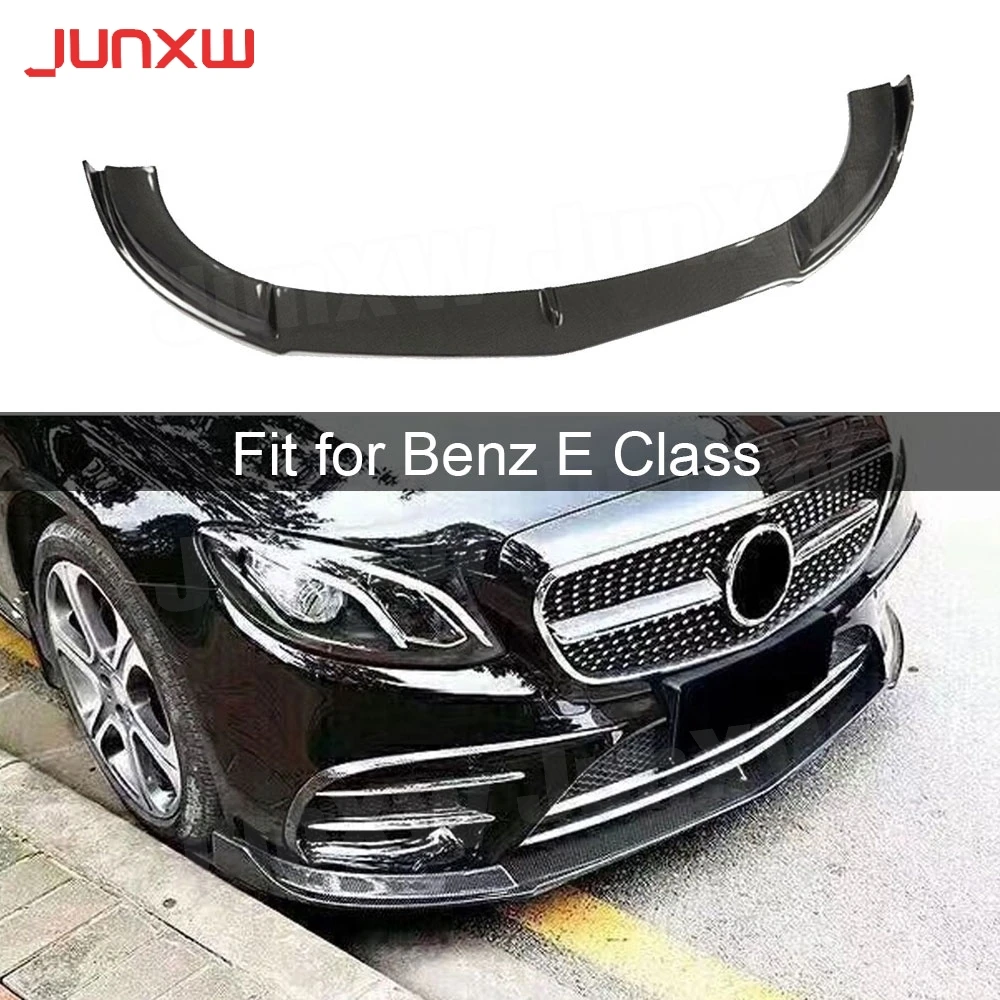 For E Class Carbon Fiber Front Lip Spoiler for Mercedes Benz W213 E200 E260 E300 E400 E43 AMG Sport 2017+ Car Styling