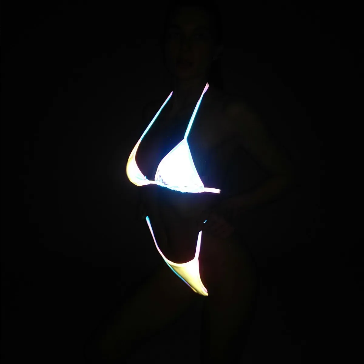 2025 Newest Women Colorful Reflevtive Bikini Bandage Reflect Light Swimsuit Sexy Bathing Suit Swimwear Clothing Beach