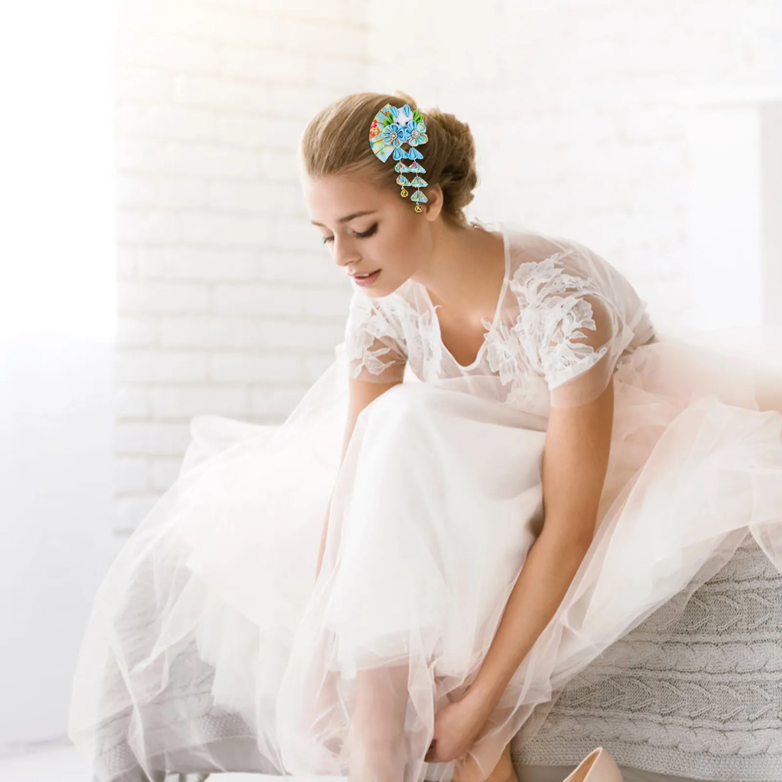 

Retro Hair Clip Japanese Accessory Tassel Cloth Flower Design Elegant Shape Various Occasions Hair Decor Flower Hairpin