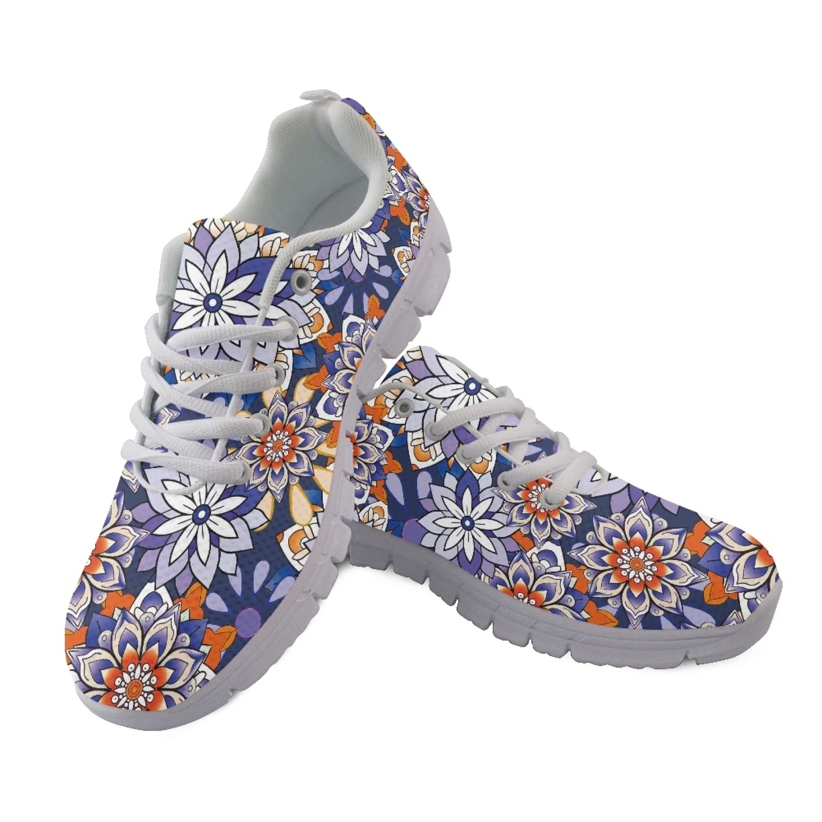 Coloranimal Mandala Print 2026 Trending Lace Up Tennis Shoe for Women Mesh & EVA Sole Running Sneakers Athletic Shoes