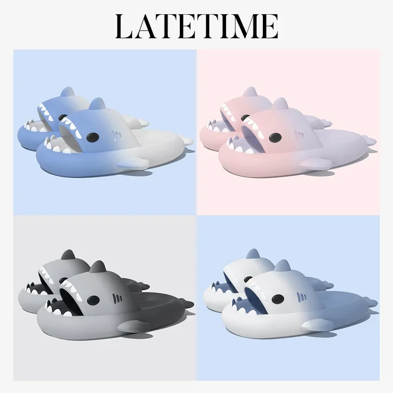 2024 New Style Children Gradient Shark Slippers 4cm Thick Sole Slippers Summer Kids Slippers  Boys Girl Shoes