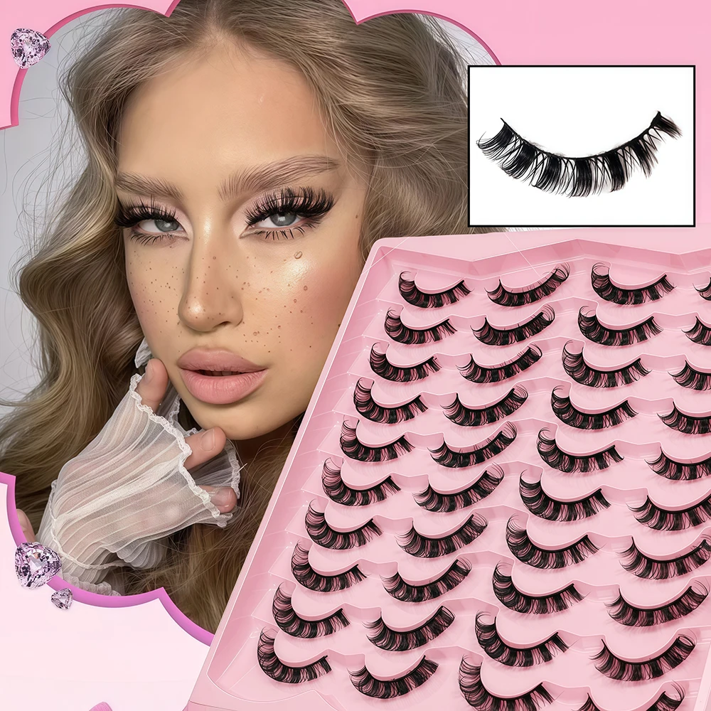 20 Paar hochleistungsfähige DD-Volumen europäische und amerikanische falsche Wimpern, Little Demon Manga Wimpern, Full Strip Hard Curlin