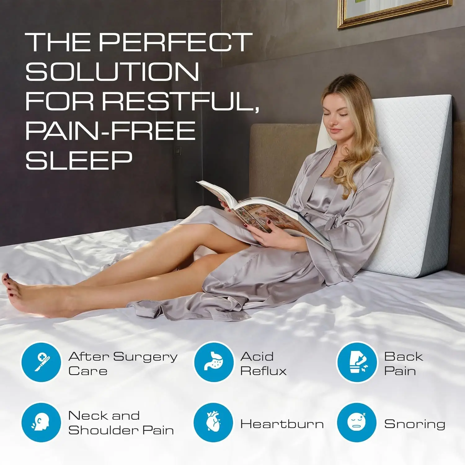 1Pcs Memory Foam Bed Wedge Pillow for Sleeping for Back, Legs and Knees For Post-operative Sleep,Acid Reflux Snoring Relief