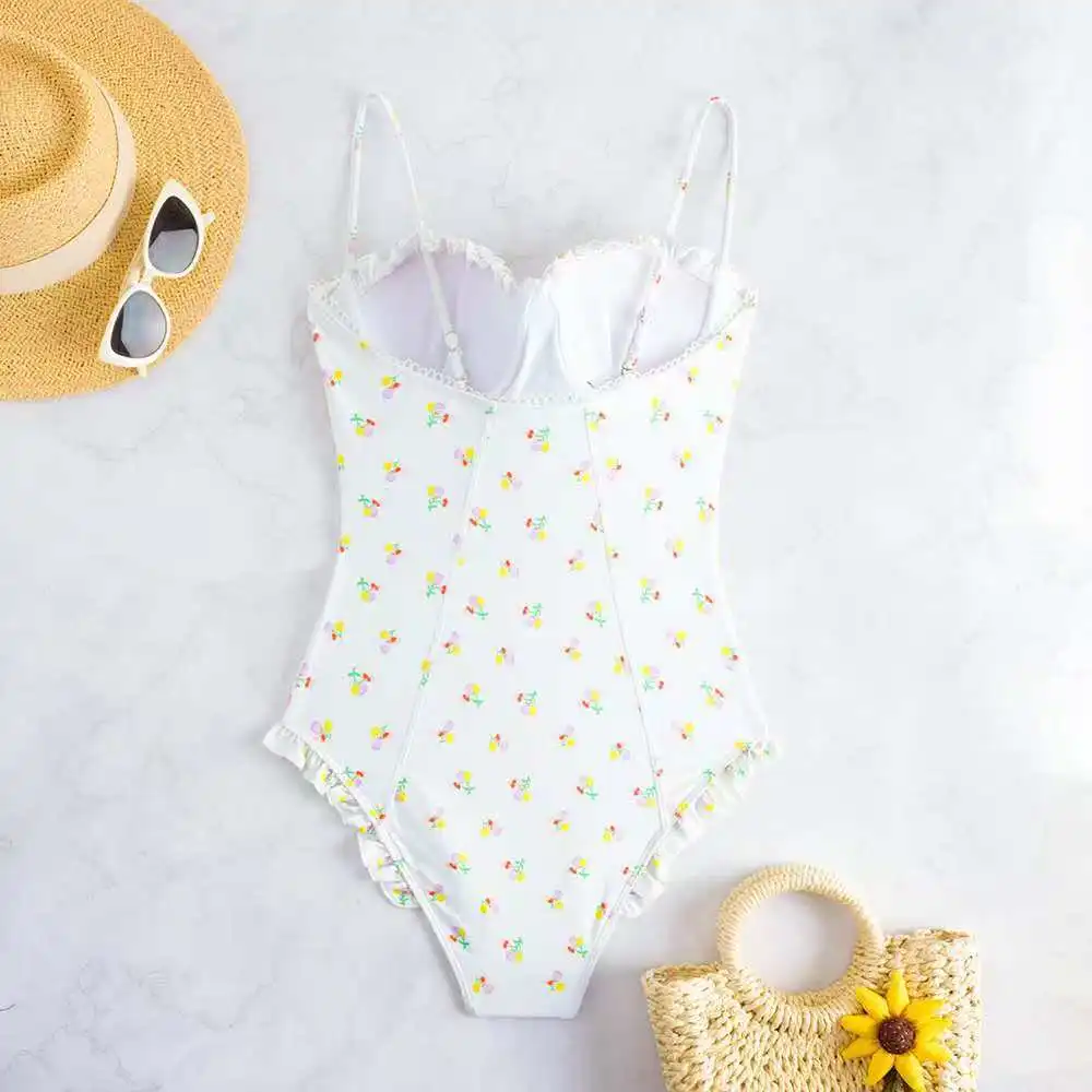 Push Up One Piece Swimsuit Female 2026 Swimwear Women Slim Bathing Suits Summer Beach Wear Frill Monokini Swimming Suit Black view 6