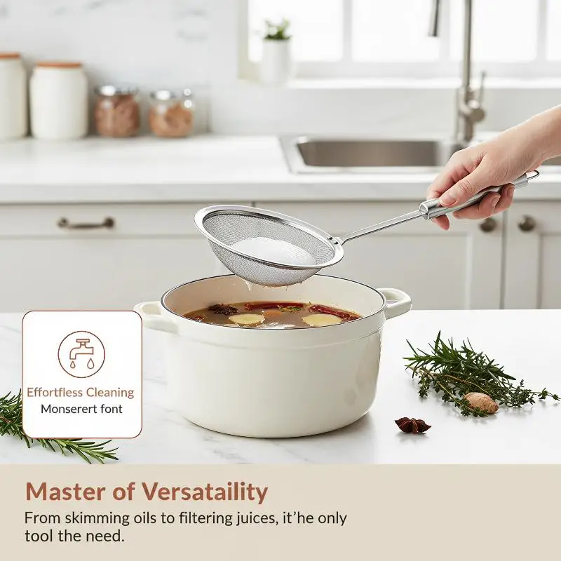 Fine Mesh Food Strainer 100 Mesh Super Dense 304 Stainless Steel Handheld Filter for Coffee Powder Tea Leaf Filtration