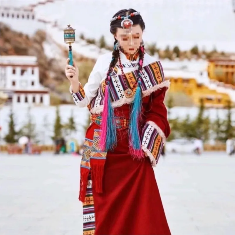 

Tibetan Robe Coat Trip Shoot Performing Arts Photography Props Costumes Long Dress Set