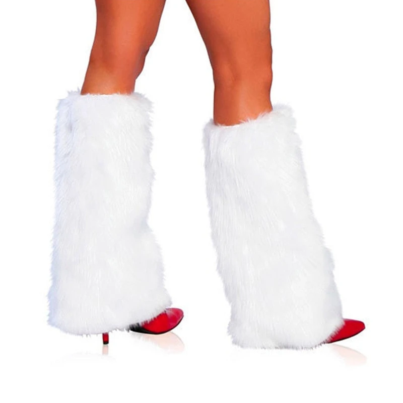 Women Faux Fur Fluppy Leg Warmers Pure Color Soft Comfortable Boot Cuffs Cover Shaggy Winter Fall Thigh High Socks Streetwear