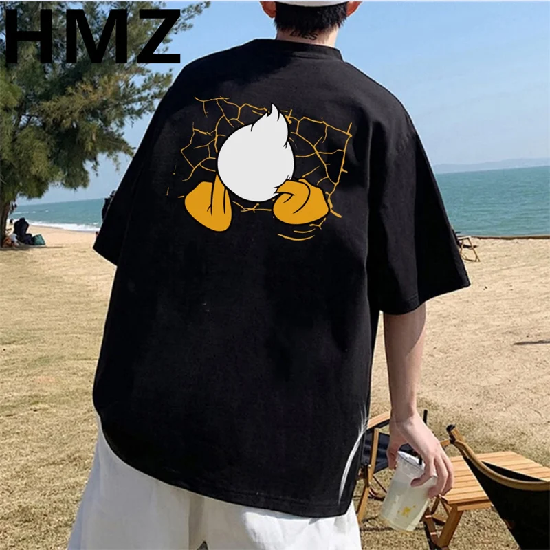 HMZ letnia moda męska T-shirty Hip-hopowe męskie codzienne nadruk kreskówkowy T-shirt bawełniany oversize główna ulica koszulki 5XL