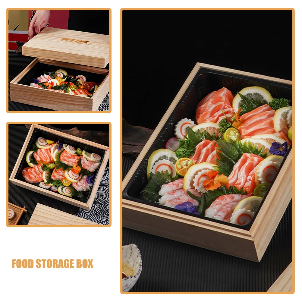 

Wooden Sushi Box Lunch Containers Meal Boxes Food Carriers Japanese Style Bento Case Storage Boxes Leak Proof Portable
