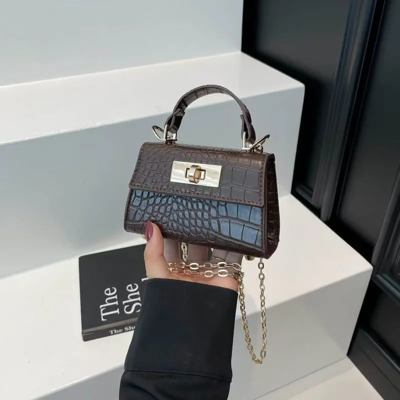 Bolso de mano pequeño y moderno con estampado en relieve para mujer, con cierre dorado, asa para llevar al hombro, correa desmontable y asa superior, un bolso bandolera adorable.