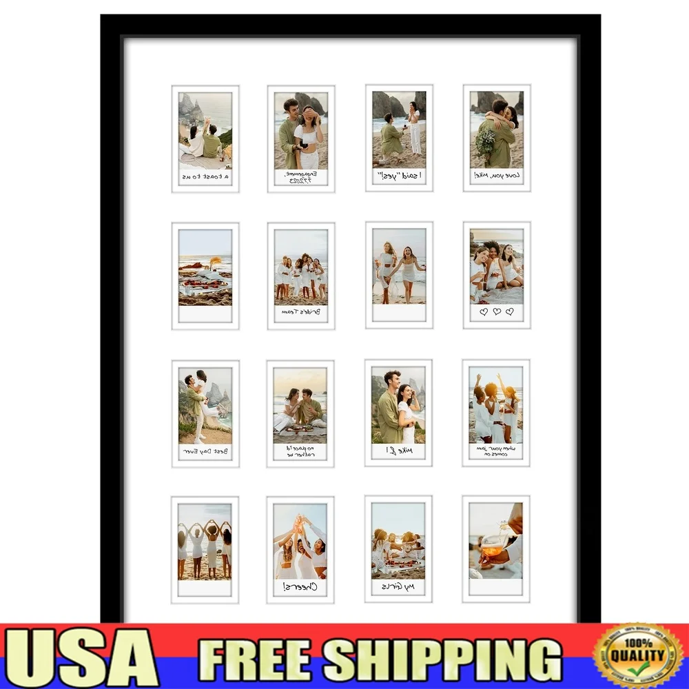 

Mini Instant Photo Collage Frame Double Mat Display 16 Photos Ideal Weddings Parties Memories Lightweight Durable PVC