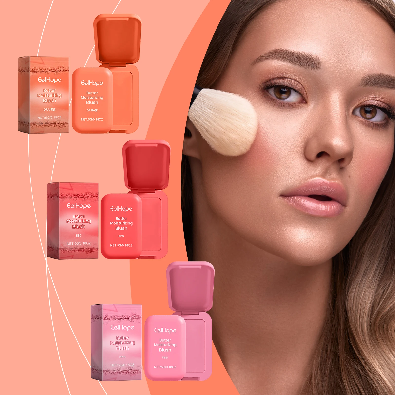 Manteiga Blush, Nude Matte Powder Rouge Fórmula de longa duração e altamente misturável para um maquiagem facial hidratante com descarga natural