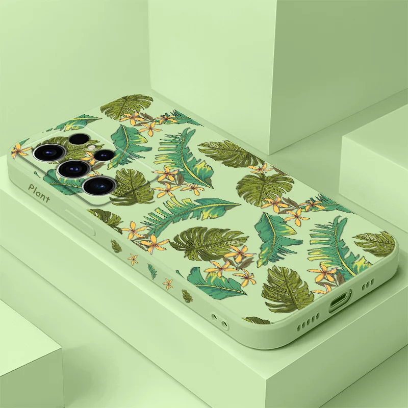 

Tropical Yellow Leaves Phone Case For Samsung Galaxy S25 S24 S23 S22 S21 S20 S10 S10E Ultra Plus FE Note 20 Ultra Plus Cover