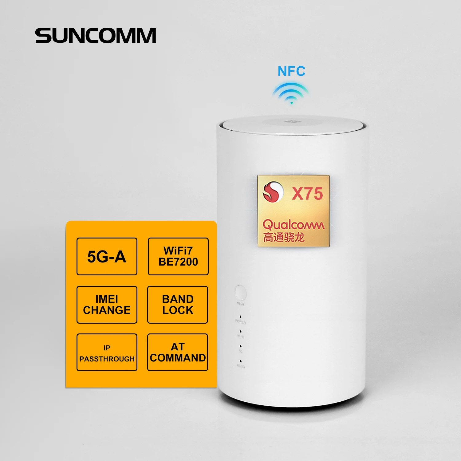 Hot Selling SDX75 5G CPE WiFi 7 Dual-band BE7200 Home Mesh CAT20 Support NFC VoLTE VoIP VPN Cell Lock TTL Network Lock 5G Router