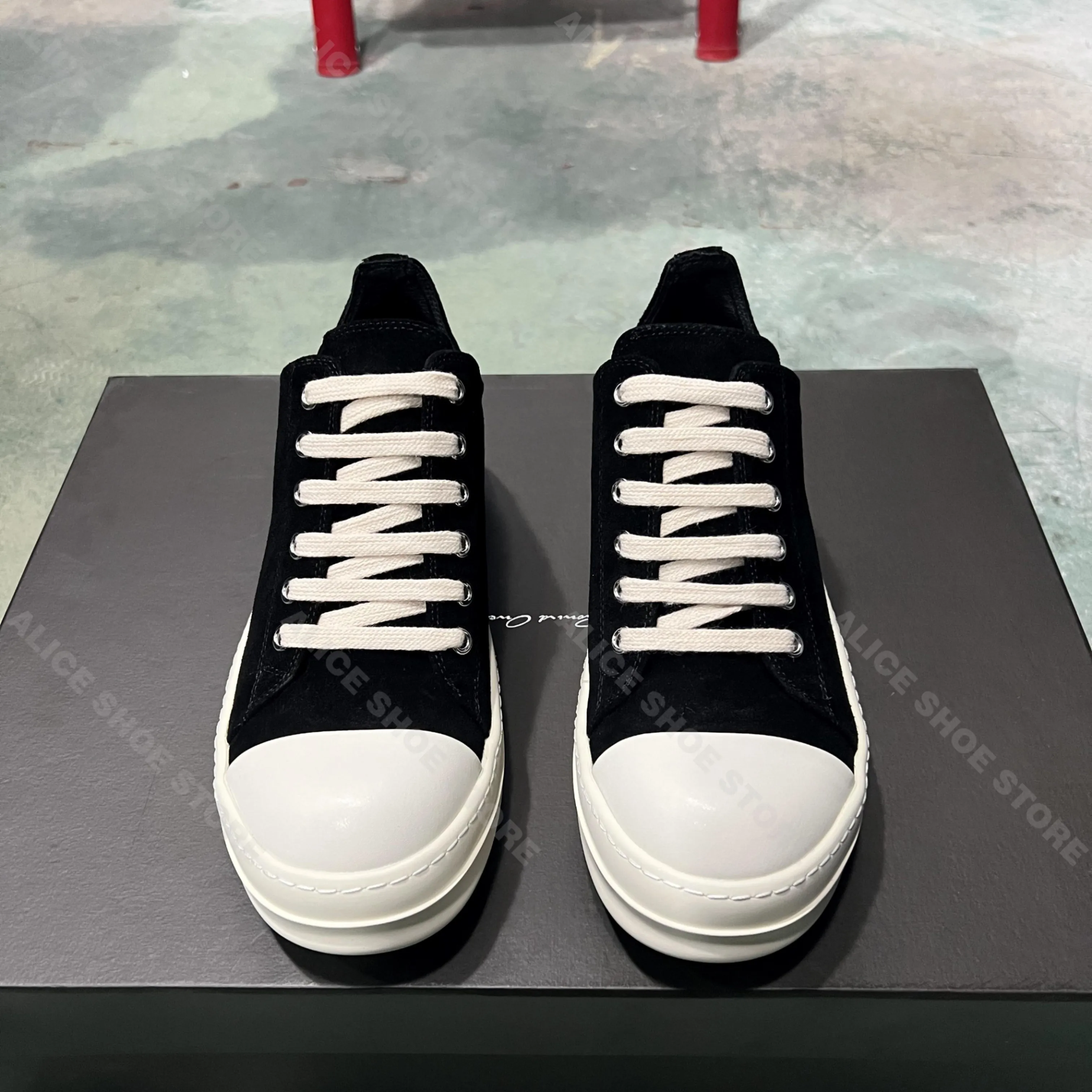 

Ricks Brand Casual Men Shoe Low Top Women Sneaker Black Geobasket Suede owens Zipper Luxury Trend Thick-sole Flat Ankle Boot