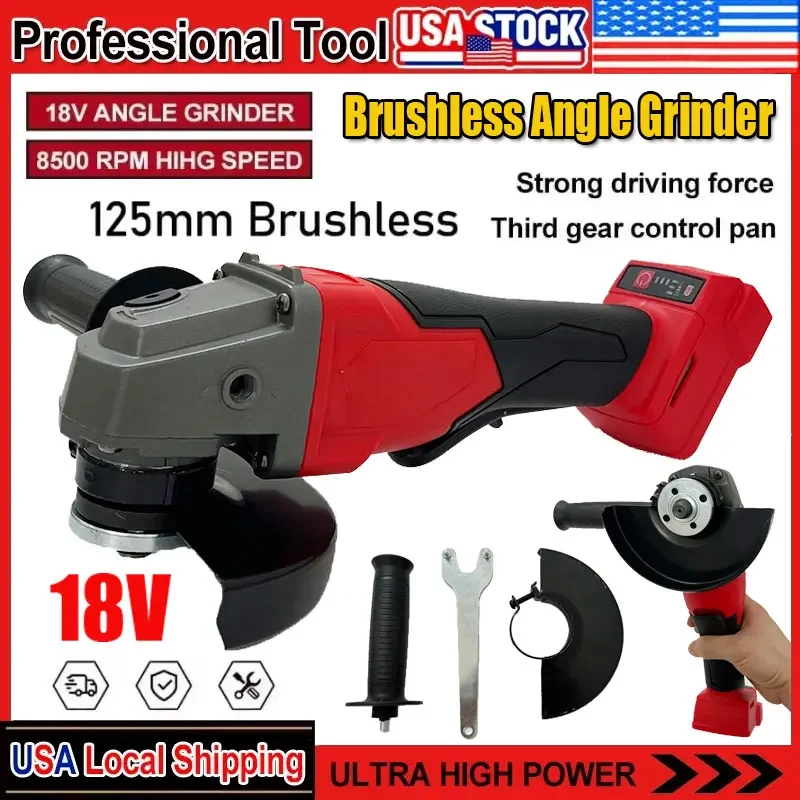 

Бесщеточная угловая шлифмашина Milwaukee 125 мм для полировки и резки, с кнопочным переключателем без фиксации, аккумуляторный электроинструмент