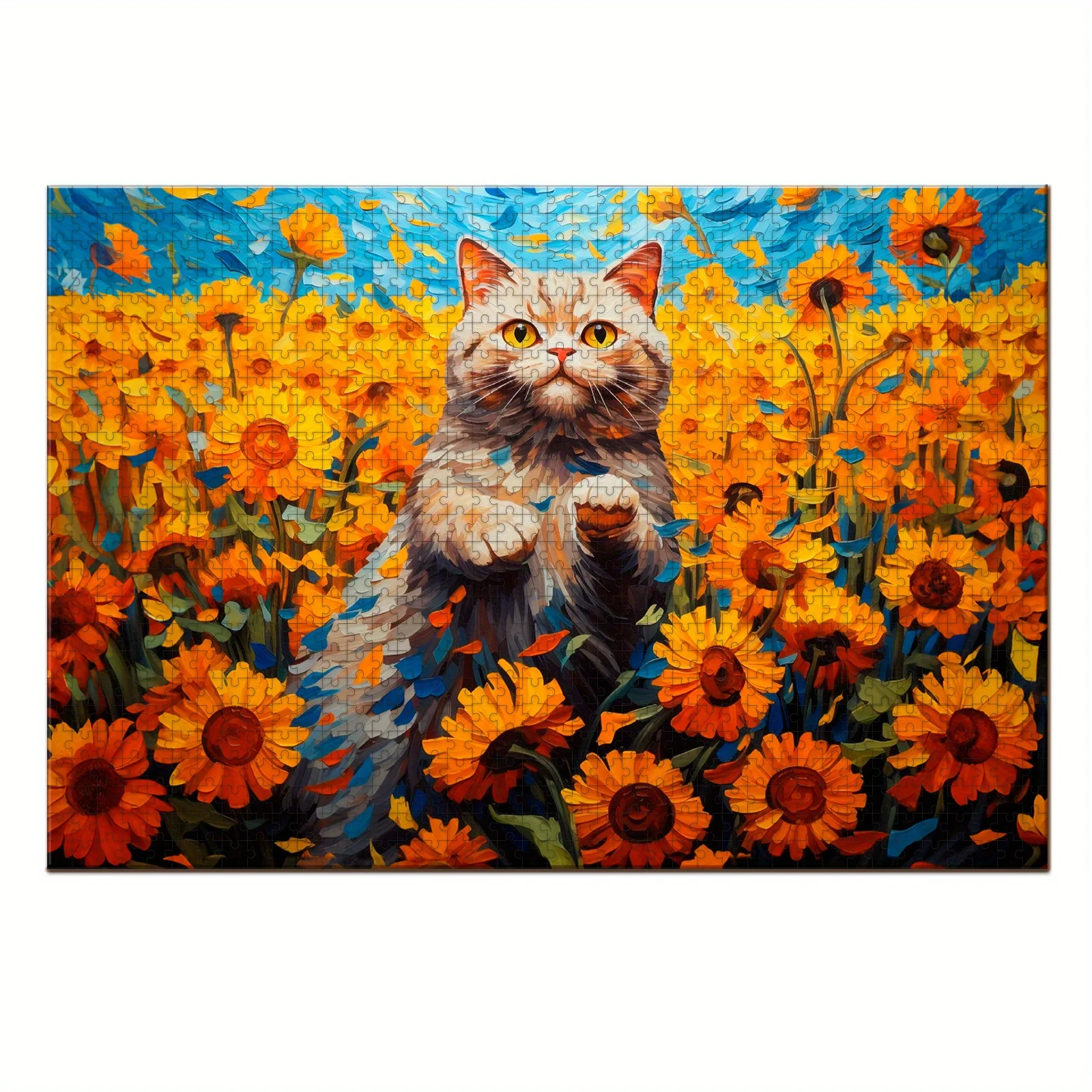

300, 500, 1000pcs Adult Jigsaw Puzzle - Sunflower Kitten - A Challenging Puzzle for Game Night