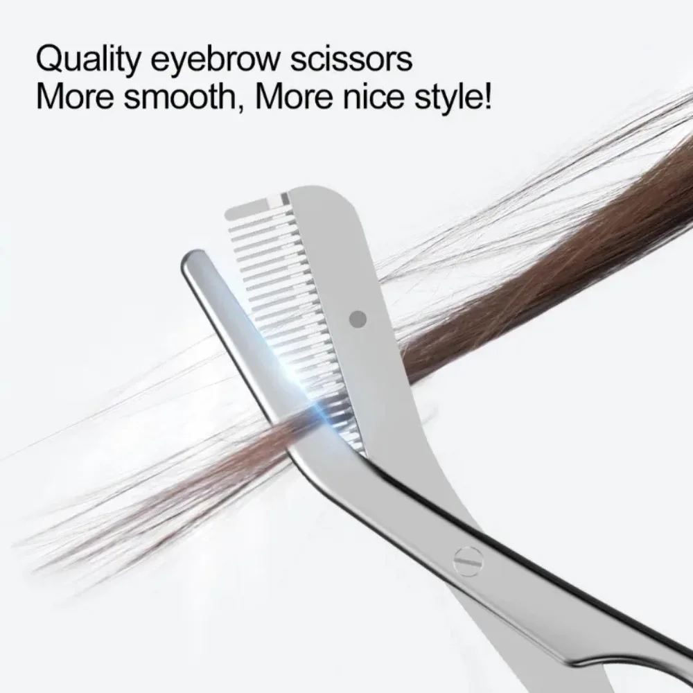 Aparador de sobrancelha de aço inoxidável, de alta qualidade, com pente, escova, precisão, remoção de pelos, tesoura, modelador de sobrancelhas, ferramenta de maquiagem
