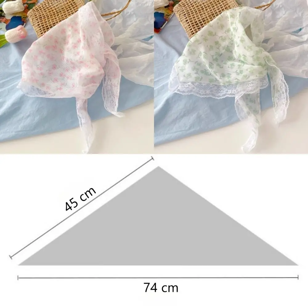 New French Style Triangle Scarf Small Flowers Lace Hair Bands Fabric Hair Accessories Headbands for Spring Summer
