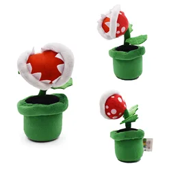 Muñeco de peluche de Mario con planta de piraña postiza para niños, flor de llama roja, flor de hielo azul, regalos de cumpleaños y Navidad