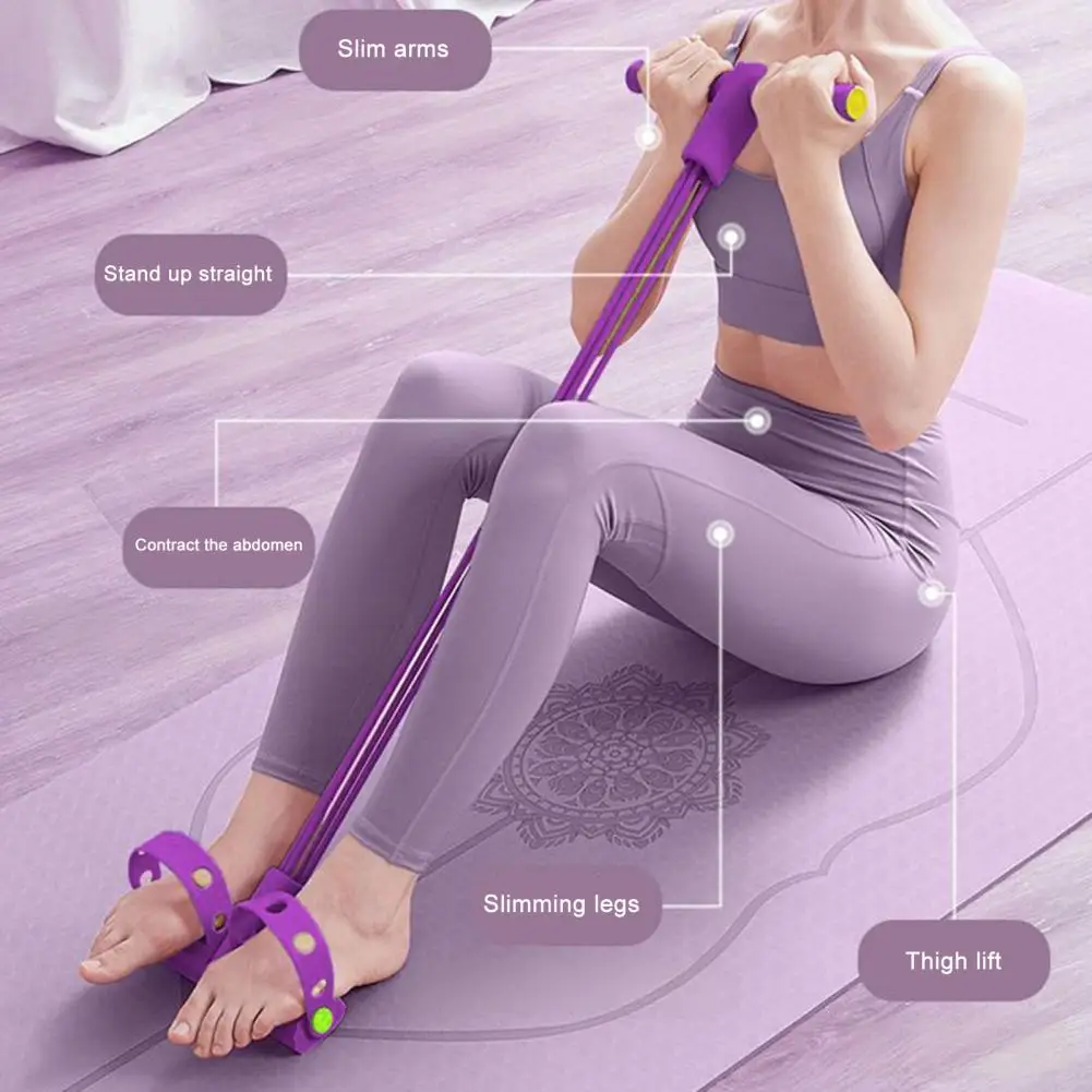 47cm 4/6-Tube Pedal Puller Resistance Band With Handle Elastic Yoga Sit-up Pull Rope Men Women Pedal Tensioner Exerciser Workout